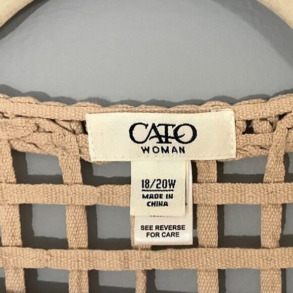 Cato Open Weave Macrame/Crochet Look Boho, Hippie, Cotton Open Vest Lagenlook 18 - Picture 4 of 12